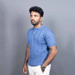 Vertical Cable Knit Polo